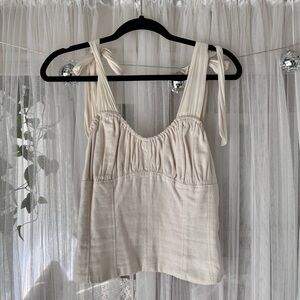 Free People Cream Sleeveless Top with Tie Straps